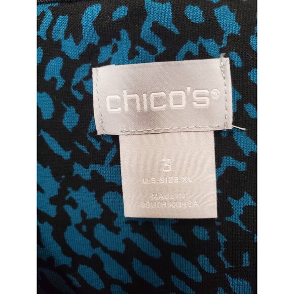 Chico's Blue & Black Jersey Knit Animal Print Long Sleeve Blouse Size 3 (XL) - Picture 3 of 6
